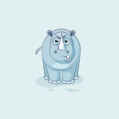 Illustration isolated Emoji character cartoon rhinoceros sticker emoticon with angry emotion