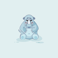 Illustration isolated emoji character cartoon rhinoceros embarrassed, shy and blushes sticker emoticon