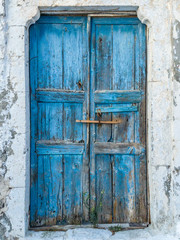Blue traditional vintage wooden door