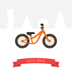 Vector illustration of Kids bike in flat style. 
