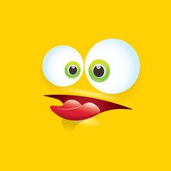 vector orange funny comic monster face.