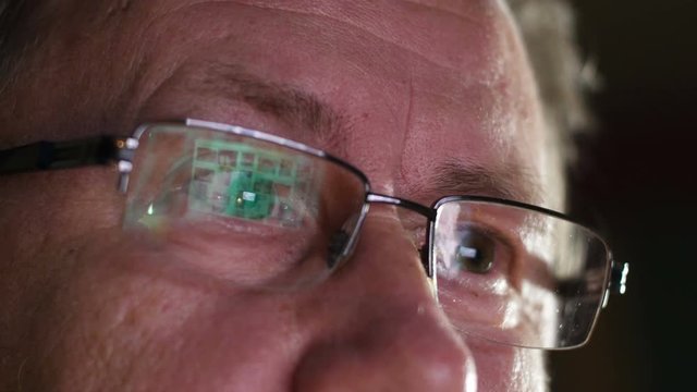 4k UHD Man eyes watch nude internet content medium shot. All nude content in this clips are out of focus. 11566
