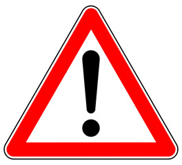 sd44 Schild-Dreieckig - german: Hinweis Zeichen - Achtung Gefahrenstelle - english: attention sign /  hazard warning sign / exclamation mark - triangle red xxl g4925