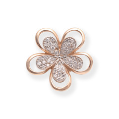 gold flower brooch with diamonds isolated on white