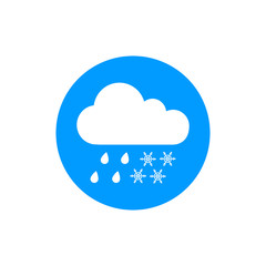 Silhouette flat icon, simple vector design. Cloud with snowflake and rain drop for weather forecast