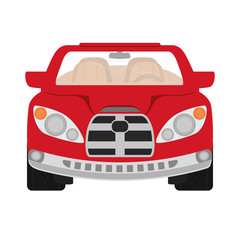 red convertible car frontview icon image vector illustration design 
