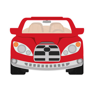 red convertible car frontview icon image vector illustration design 