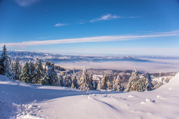 Fototapeta na wymiar Mountain ski resort, Romania,Transylvania, Brasov, Poiana Brasov