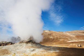 Fumarole Field in Namafjall Geothermal Area, Hverir, Iceland