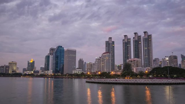 Bangkok city skyline day to night timelapse, Bangkok, Thailand, 4K Time lapse