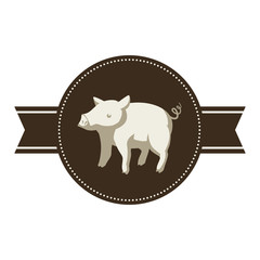 pig animal emblem icon image vector illustration design 