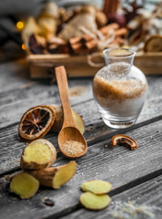Still life with a ginger and lemon  sugar