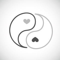 Yin-Yang herzen grau