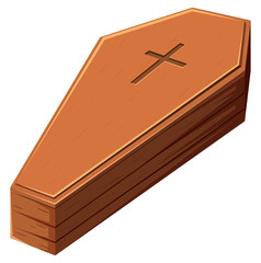 Wooden cofin with christain cross