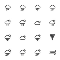 Obraz premium Outline weather icons isolated on white background. vector illustration