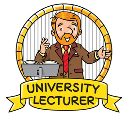 Funny university lecturer. Emblem