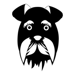 dog face icon over white background. black and white design. vector illustration