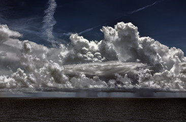 Ocean Thunderstorm with Cumulonimbus Clouds and Rain