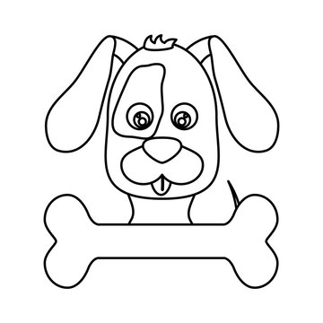 cute dog  and bone icon over white background. vector illustration