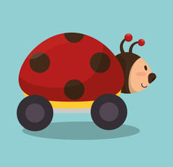 ladybug with wheels icon vector illustration design