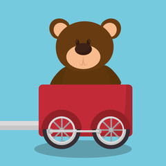 teddy in train wagon vector illustration design