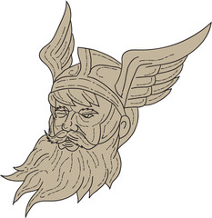 Norse God Odin Head Drawing