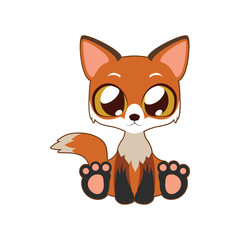 Obraz premium Cute fox vector illustration art in flat color