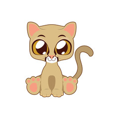 Cute mountain lion vector illustration art in flat color