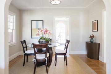 Dining Room with wooden furniture.
