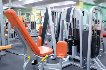 Interior of a fitness hall with fitness equipment