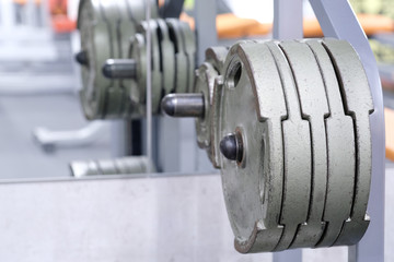 dumbbells in a fitness hall
