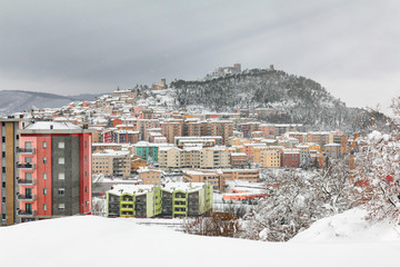 Fototapeta na wymiar City view of snowy Campobasso 