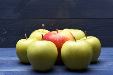 Set of apples on vintage background