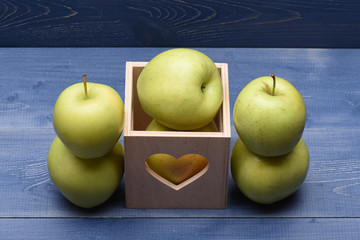 Apples with valentine gift box