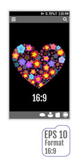 Abstract user interface templates of flowers Heart. 3d effect. F