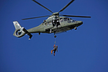 Fototapeta na wymiar Search and Rescue Training with a helicopter