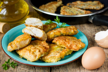 Fish fillet fried in egg batter