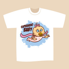 T-shirt Print Design Superhero Baby Girl