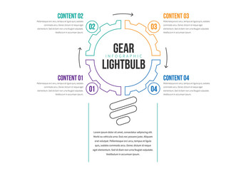 Line Art Gear Bulb Infographic