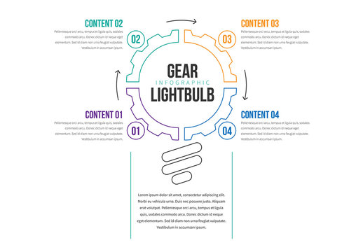 Line Art Gear Bulb Infographic