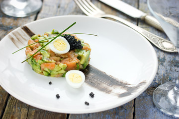Salmon tartare with avocado