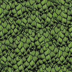 Seamless pattern with green hops - 133022794