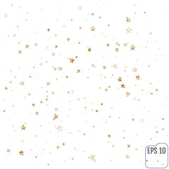 Gold  Starry Background. Starlight Night. Golden Starlit Card. G