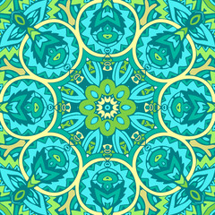 pattern vintage with abstract doodle flowers