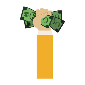 hand holding a green bilss icon over white background. colorful design. vector illustration