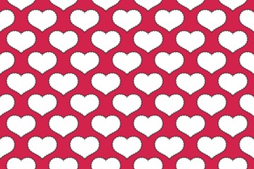 Seamless hearts pattern with red background. Vector repeating te