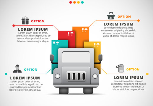 Shopping Infographic with Delivery Truck Illustration