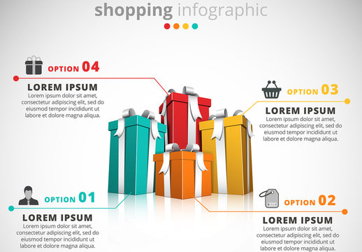 Shopping Infographic with Gifts Illustration