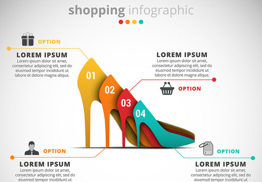 Shopping Infographic with High Heeled Shoe Illustration