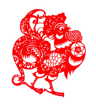 red flat paper-cut on white as a symbol of Chinese New Year of t